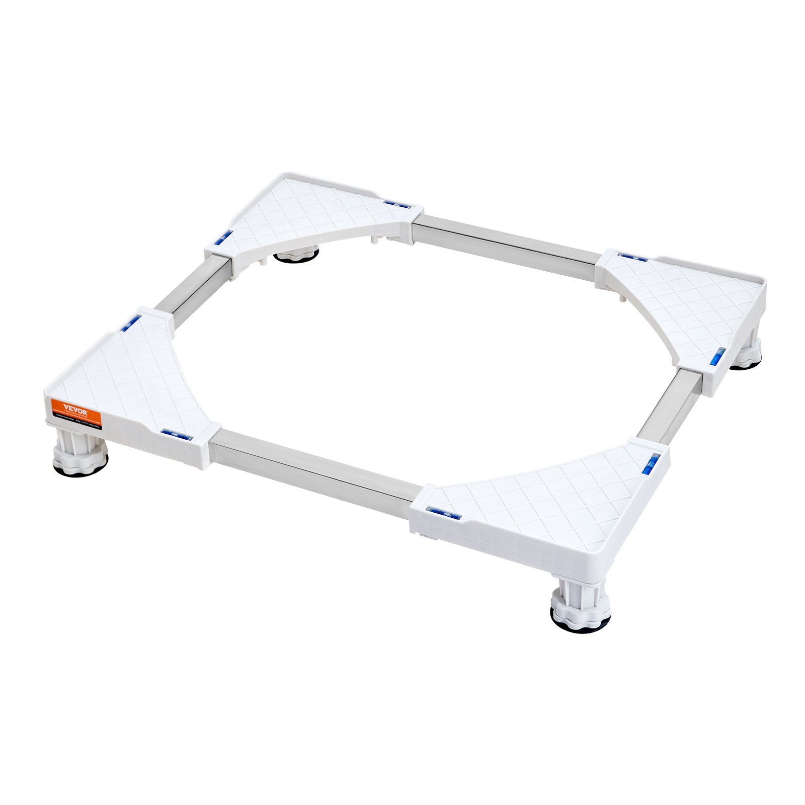 VEVOR mini fridge stand with adjustable white platform and steel supports.