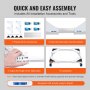 quick and easy assembly guide for VEVOR mini fridge stand showing steps with tools and accessories.