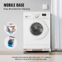 front-loading washing machine on a mobile base with 360° rotating wheels. VEVOR mini fridge stand.