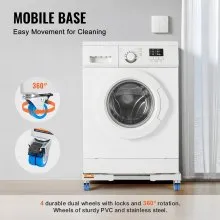 VEVOR Mini Fridge Stand Universal Laundry Pedestal, Adjustable Refrigerator Stand with Smooth Casters, Washing Machine Pedestal Multi-Functional Base for Washer And Dryer, 15"-24.2"W Expandable