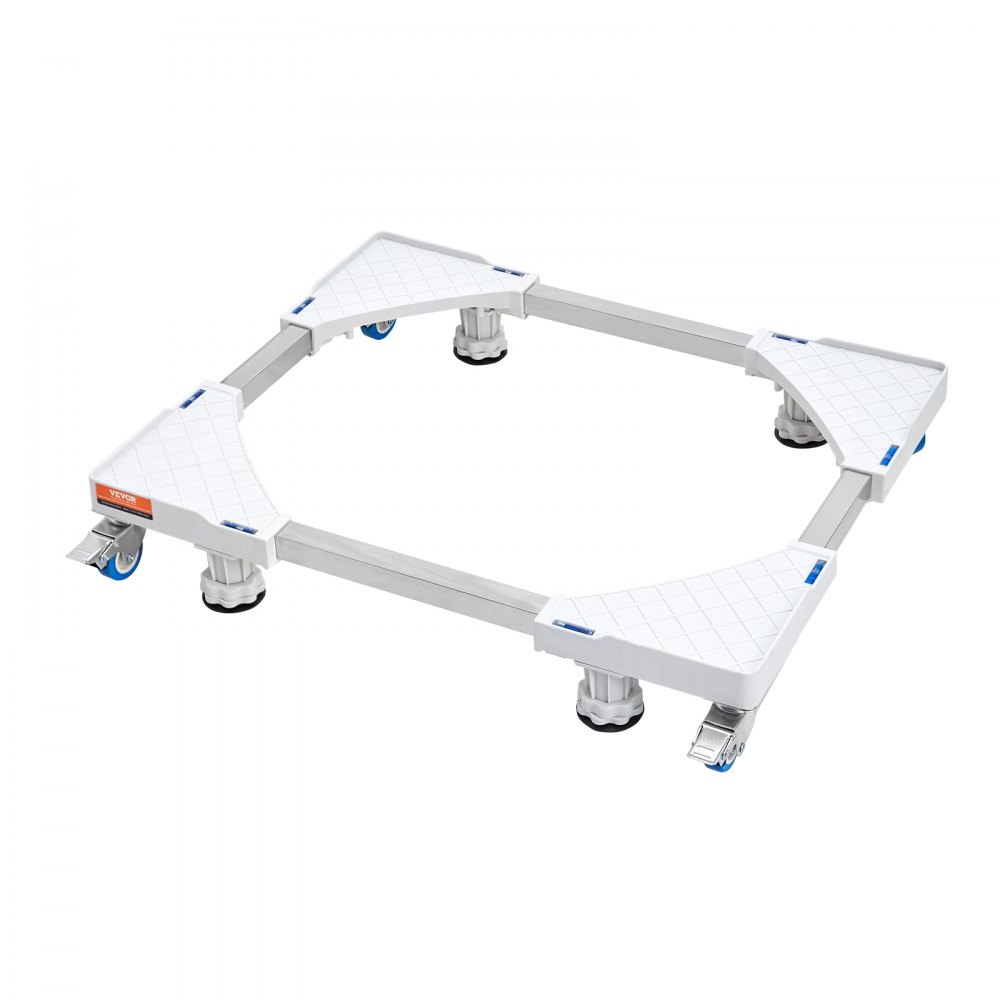VEVOR mini fridge stand with adjustable legs and sturdy plastic platform, ideal for mobility and support.