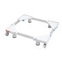 VEVOR mini fridge stand with adjustable legs and sturdy plastic platform, ideal for mobility and support.