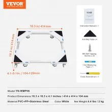 VEVOR Mini Fridge Stand Universal Laundry Pedestal, Adjustable Refrigerator Stand with Smooth Casters, Washing Machine Multi-Functional Base for Washer And Dryer, 414-691mm Wide Expandable