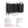 VEVOR 3 Section Laundry Sorter, Large Laundry Hamper with Metal Frame and Wooden Tabletop, Freestanding Storage Organizer Baskets with Pull-Out 600D Oxford Cloth Bags for Dirty Clothes, Bathroom