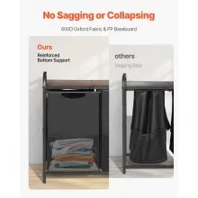 VEVOR 2 Section Laundry Sorter with Pull-Out Bags Metal Frame & Wooden Tabletop