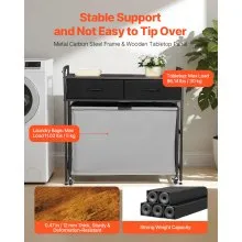 VEVOR 3 Section Laundry Sorter Rolling Laundry Hamper with Drawers Hooks Wheels