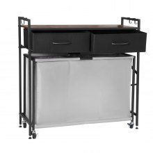 VEVOR 3 Section Laundry Sorter Rolling Laundry Hamper with Drawers Hooks Wheels