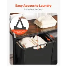 VEVOR 2 Tiers Laundry Sorter Tall Laundry Hamper with Wheels and Hooks 3 Section