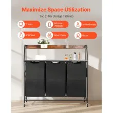 VEVOR 2 Tiers Laundry Sorter Tall Laundry Hamper with Wheels and Hooks 3 Section
