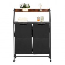 VEVOR 2 Tiers Laundry Sorter Tall Laundry Hamper with Wheels and Hooks 2 Section