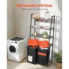 VEVOR 4 Tiers Laundry Sorter Tall Laundry Hamper with Shelves & Hooks 2 Section