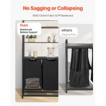 VEVOR 4 Tiers Laundry Sorter Tall Laundry Hamper with Shelves & Hooks 2 Section
