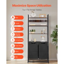 VEVOR 4 Tiers Laundry Sorter Tall Laundry Hamper with Shelves & Hooks 2 Section
