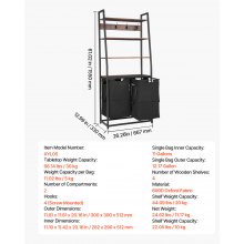 VEVOR 4 Tiers Laundry Sorter Tall Laundry Hamper with Shelves & Hooks 2 Section