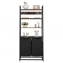 VEVOR 4 Tiers Laundry Sorter Tall Laundry Hamper with Shelves & Hooks 2 Section