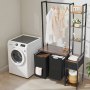 VEVOR 3 Tiers Laundry Sorter with Rack, Tall Laundry Hamper with Shelves and Drawers, 2 Section Freestanding Hanging Rack Storage with 600D Oxford Cloth Bags and Ladder Shelves for Dirty Clothes