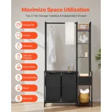 VEVOR 3-Tier Laundry Sorter with Rack Tall Laundry Hamper with Shelves 2 Section