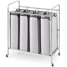 VEVOR Laundry Sorter Cart 4 Section, Laundry Hamper with Heavy Duty Lockable Wheels and 4 Removable Bags, Rolling Laundry Basket Sorter for Clothes Storage