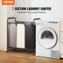VEVOR 3-sektions vasketøjskurv, arrangør til opbevaring af tunge vasketøjskurve, vasketøjssorteringskurv med kraftige låsbare hjul til snavset tøj i soveværelset i vaskerum