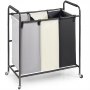 VEVOR 3-sektions vasketøjskurv, arrangør til opbevaring af tunge vasketøjskurve, vasketøjssorteringskurv med kraftige låsbare hjul til snavset tøj i soveværelset i vaskerum