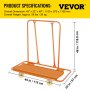 VEVOR drywall cart with 45"x22"x46" dimensions and 58 lbs weight in orange.