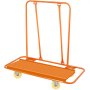 orange VEVOR drywall cart with four caster wheels and a sturdy frame.