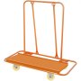orange VEVOR drywall cart with four wheels and sturdy steel construction.