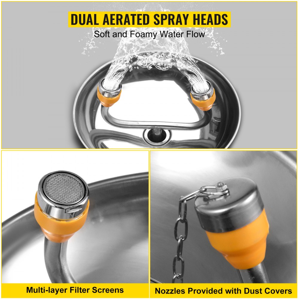 Emergency Eyewash Eye Wash Safety Wall Mounted Emergency Shower Stainless Steel