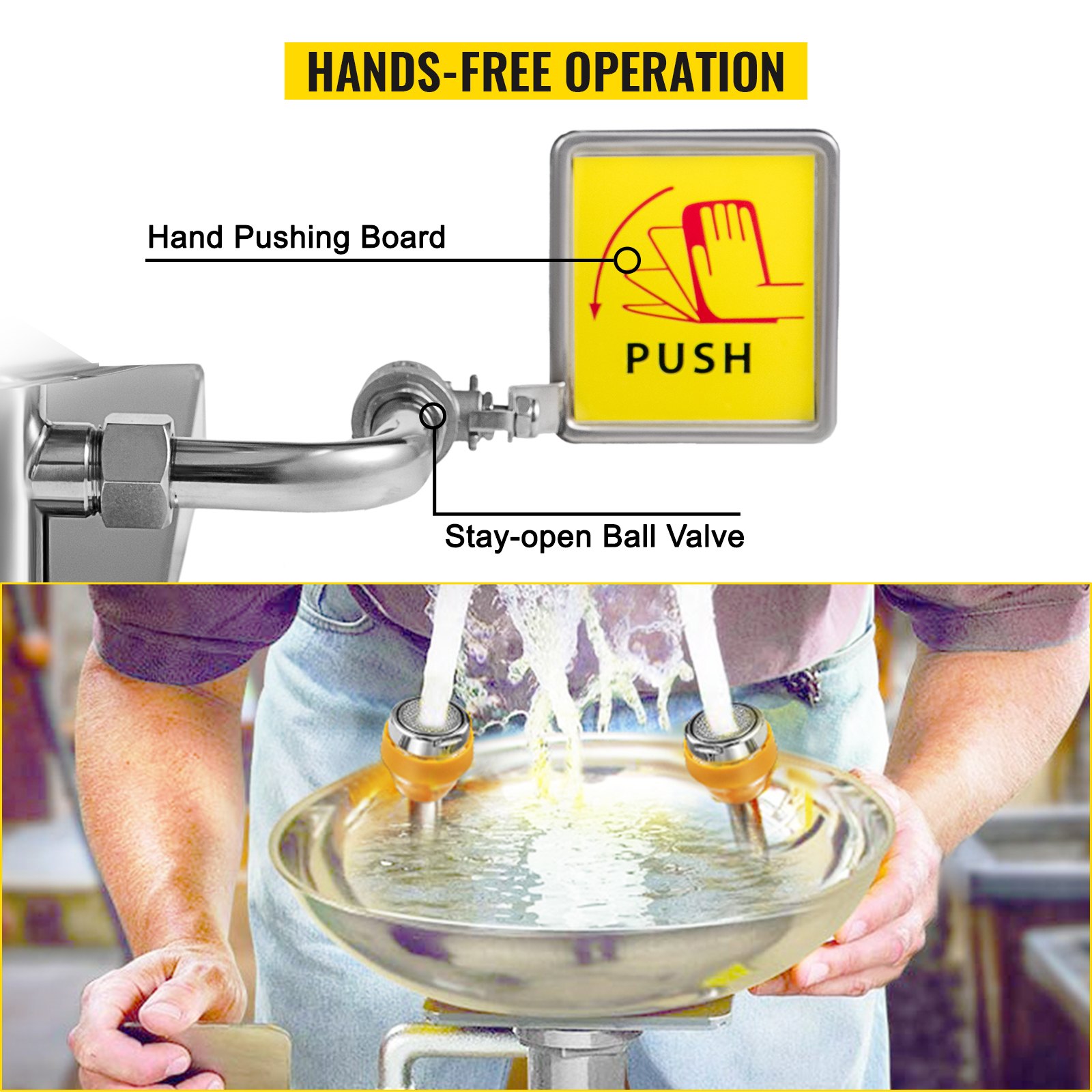 Emergency Eyewash Eye Wash Safety Wall Mounted Emergency Shower Stainless Steel