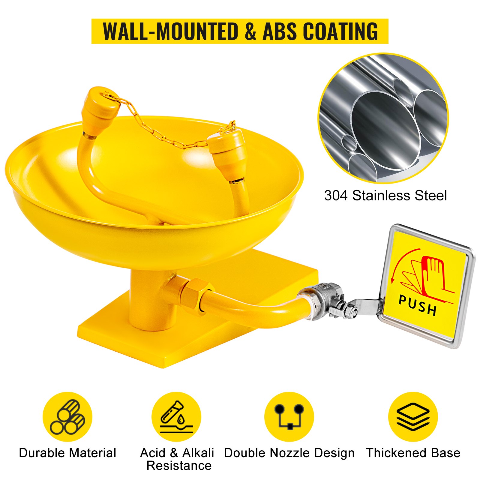 Emergency Eyewash Eye Wash Station Wall Mounted Emergency Shower ABS Coating