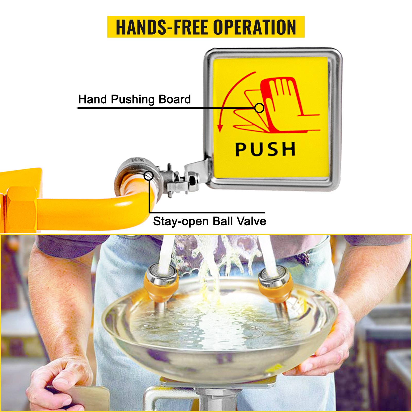 Emergency Eyewash Eye Wash Station Wall Mounted Emergency Shower ABS Coating