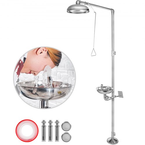 Emergency Eyewash Eye Wash Station Safety Combination Shower Stainless Steel