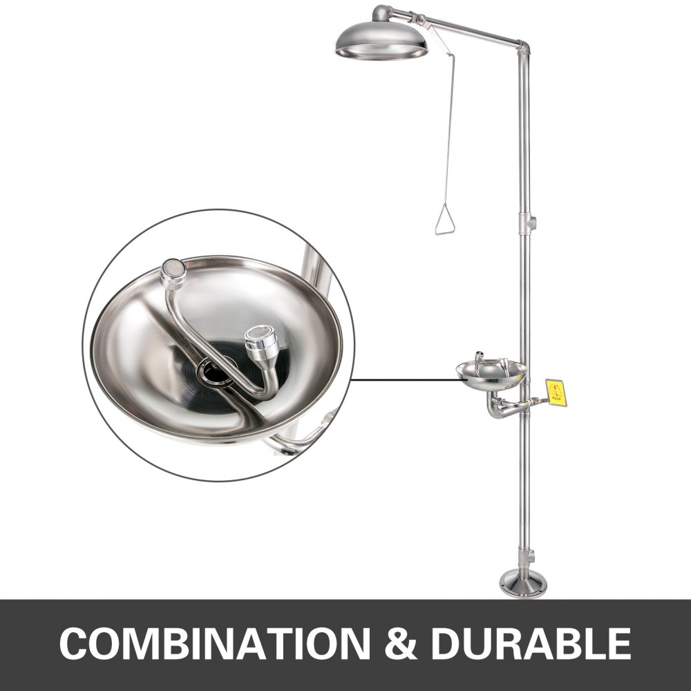 Emergency Eyewash Eye Wash Station Safety Combination Shower Stainless Steel