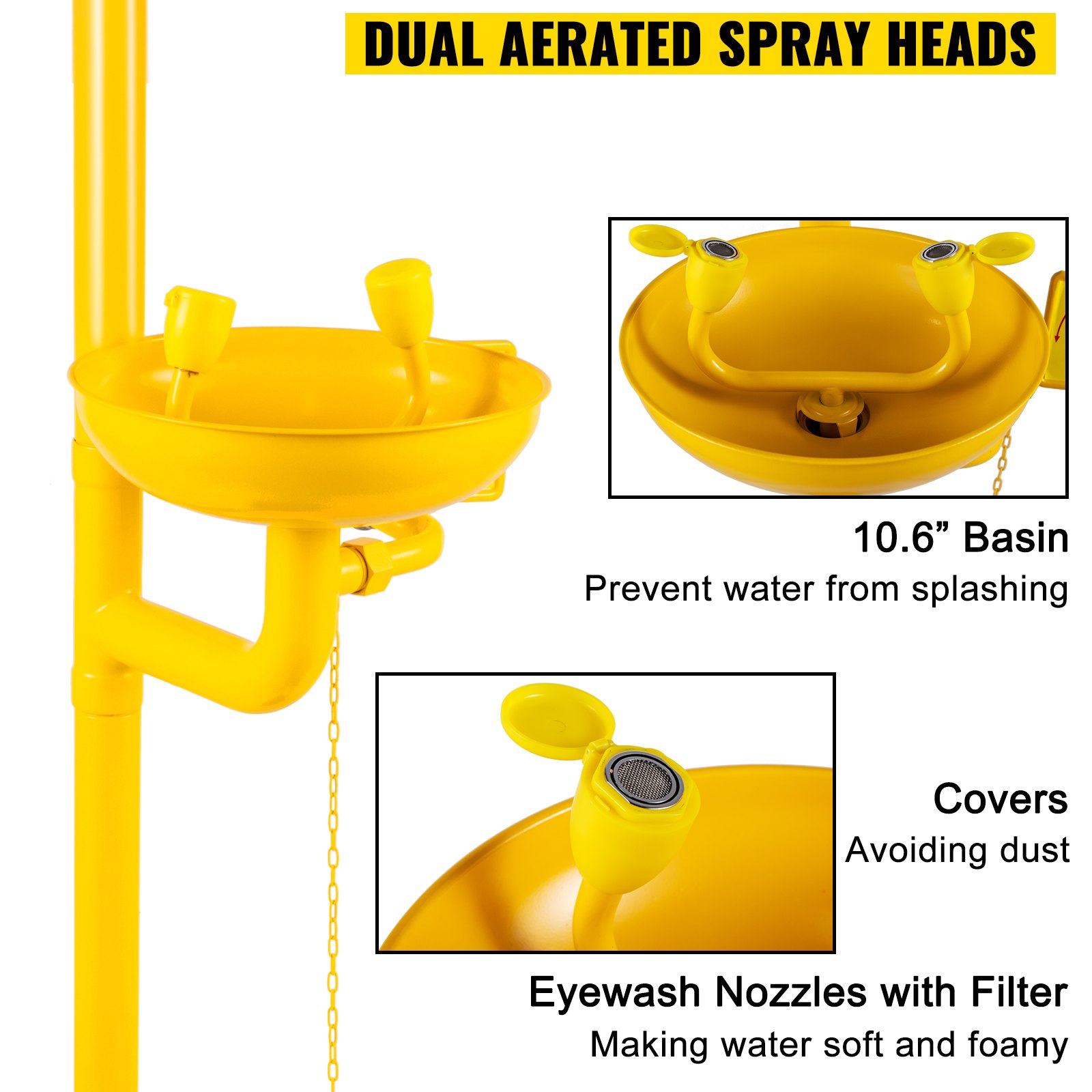 VEVOR Emergency Eyewash Safety Combination Emergency Shower Stainless with ABS