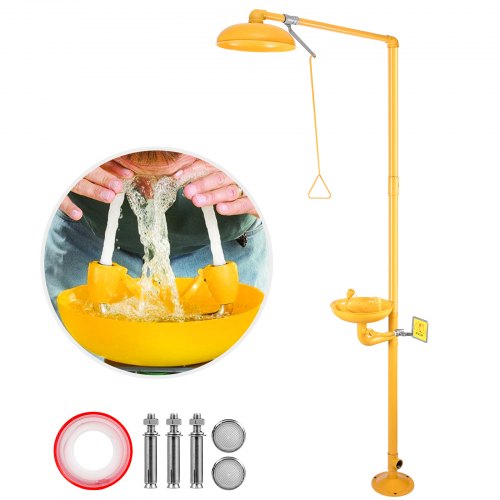 VEVOR Faucet Eye Wash Aerated Spray 304 Stainless Steel Emergency Eye Wash Station Combination 12L/min Eye Wash Safety with Large Eye Wash Bowl for Emergency Cleaning