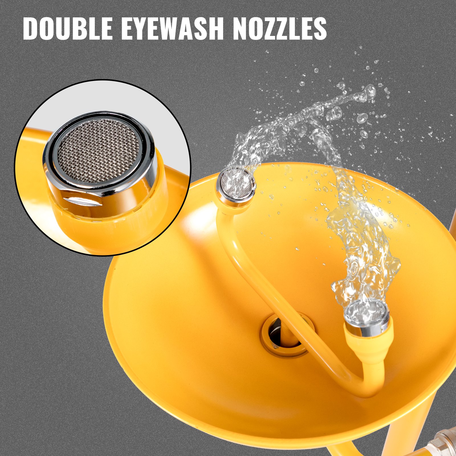VEVOR Faucet Eye Wash Aerated Spray 304 Stainless Steel Emergency Eye Wash Station Combination 12L/min Eye Wash Safety with Large Eye Wash Bowl for Emergency Cleaning