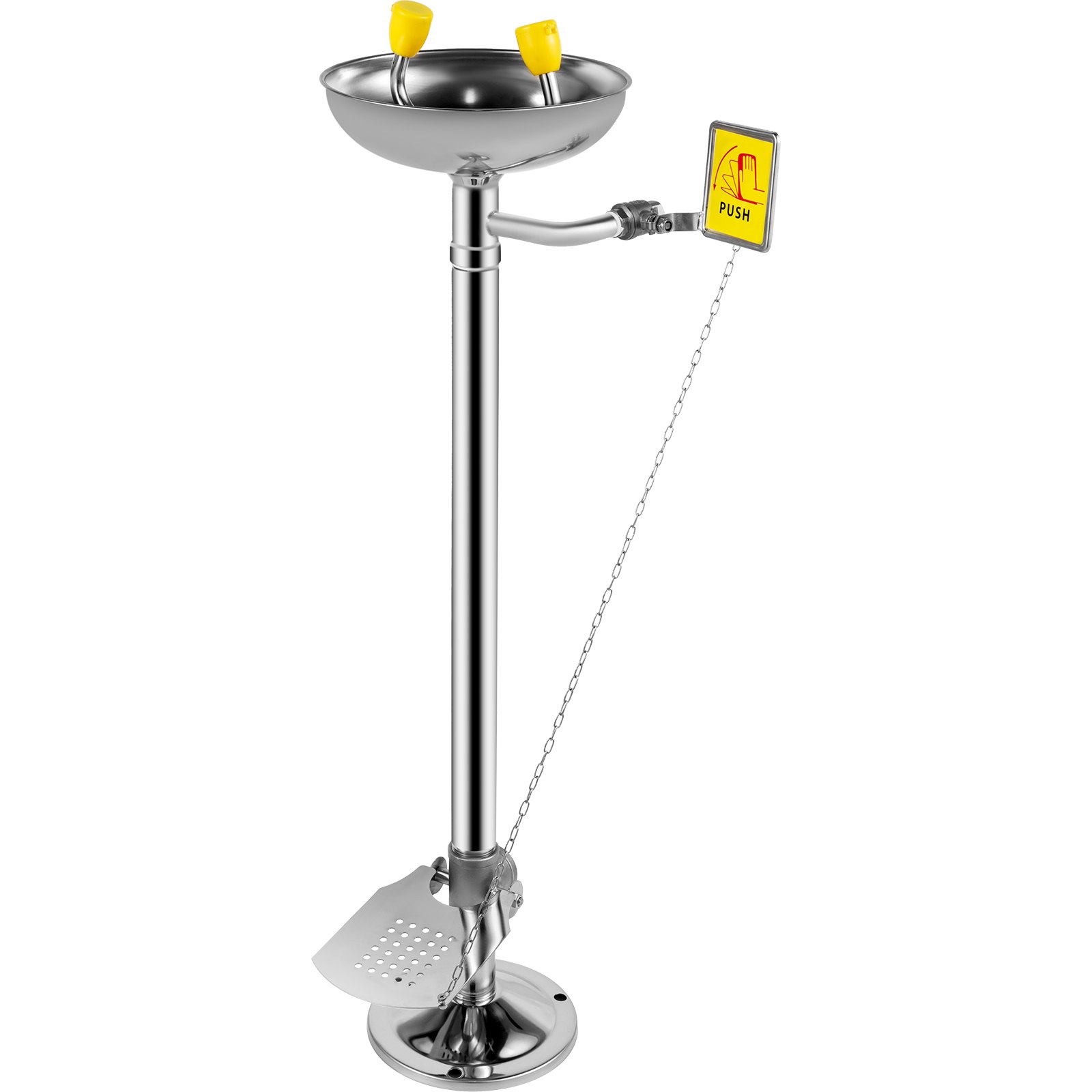 VEVOR Emergency Eyewash Faucet Eye Wash Station Pedestal Mounted Type 304, Pedal