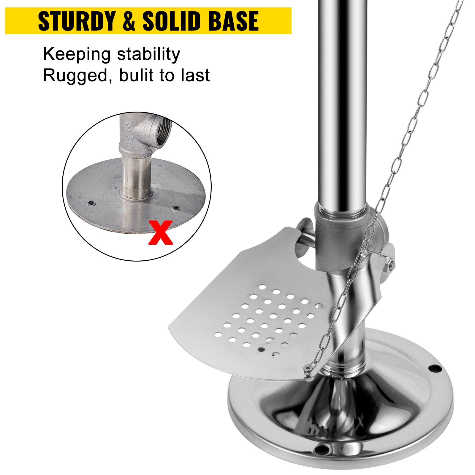 VEVOR Emergency Eyewash Faucet Eye Wash Station Pedestal Mounted Type 304, Pedal