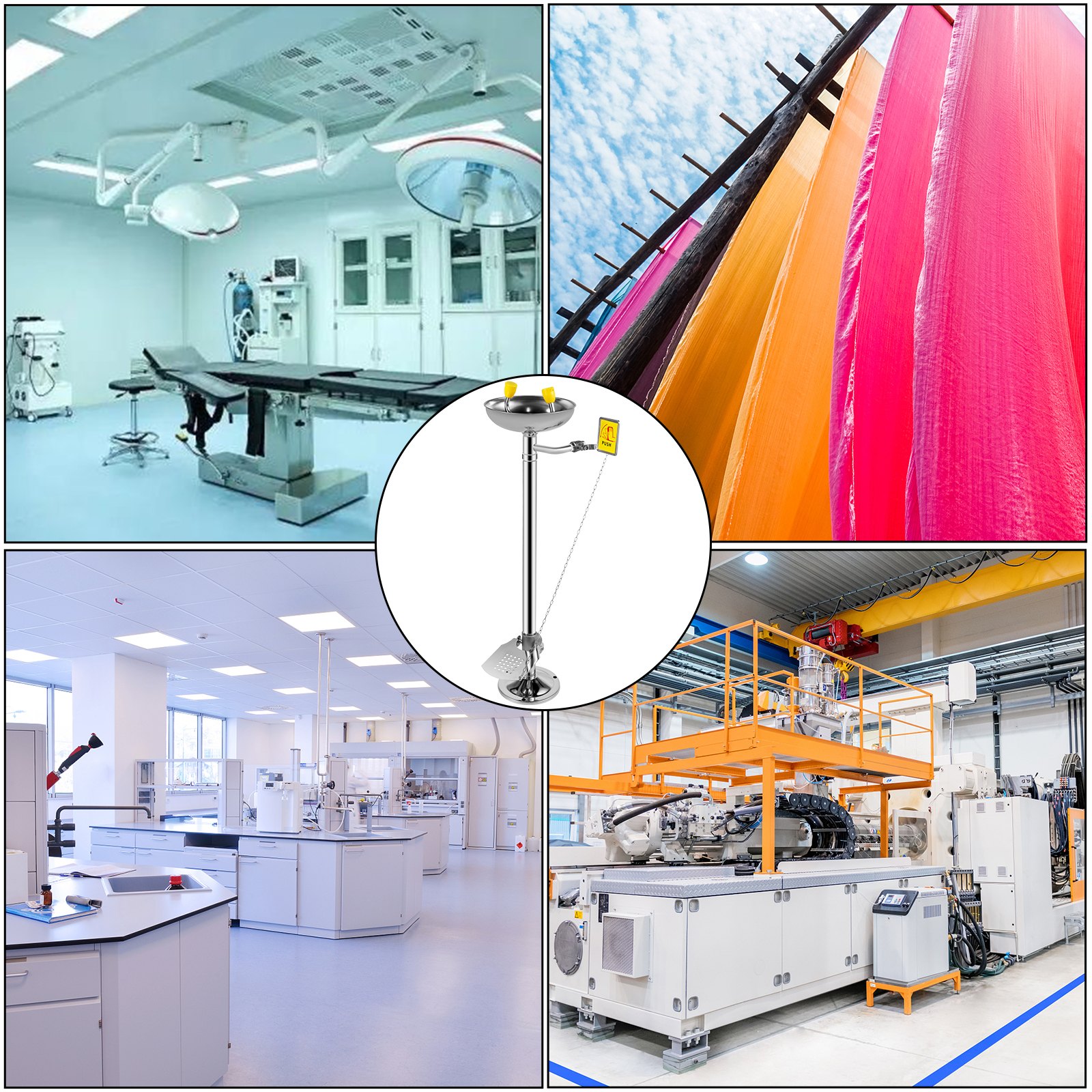 VEVOR Emergency Eyewash Faucet Eye Wash Station Pedestal Mounted Type 304, Pedal