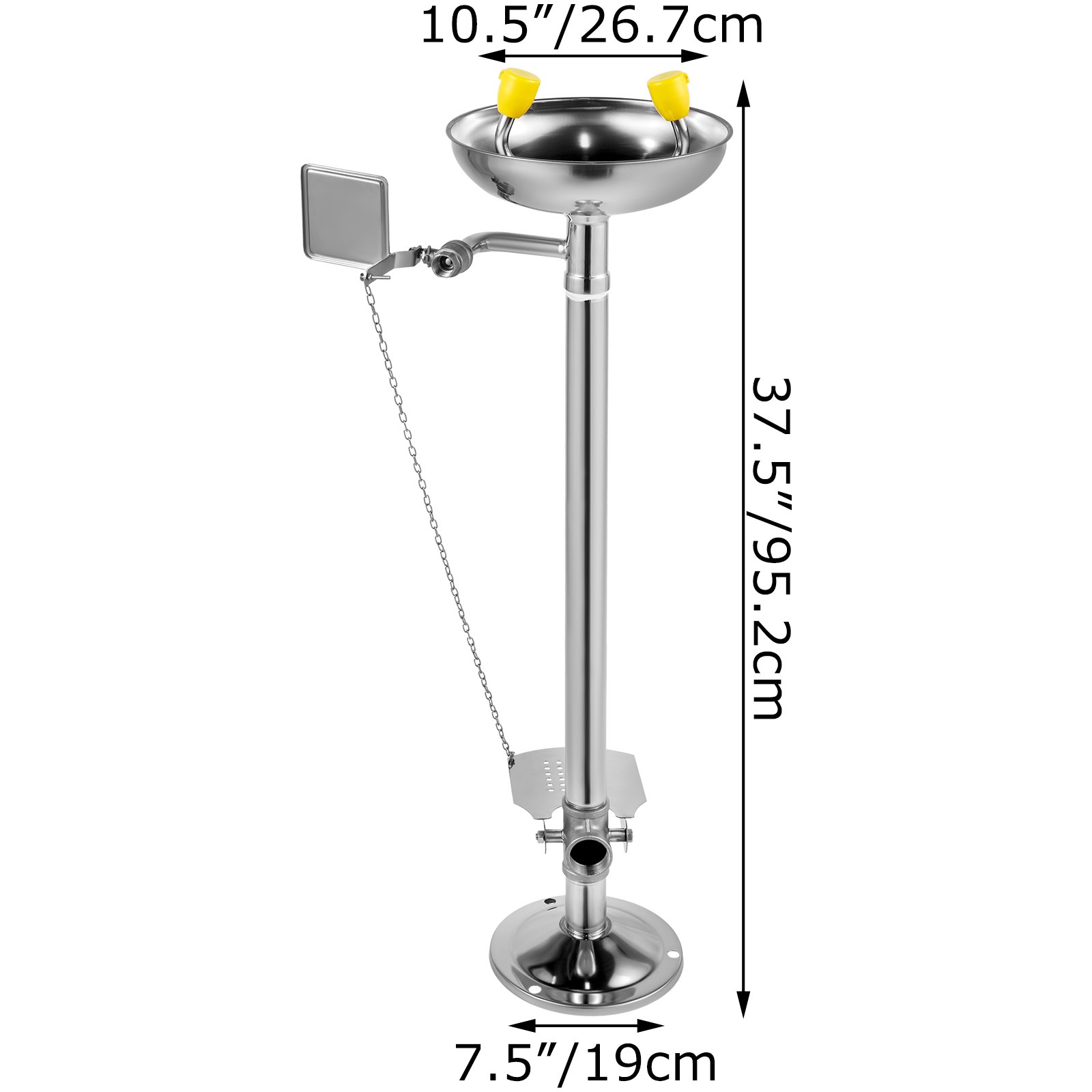 VEVOR Emergency Eyewash Faucet Eye Wash Station Pedestal Mounted Type 304, Pedal