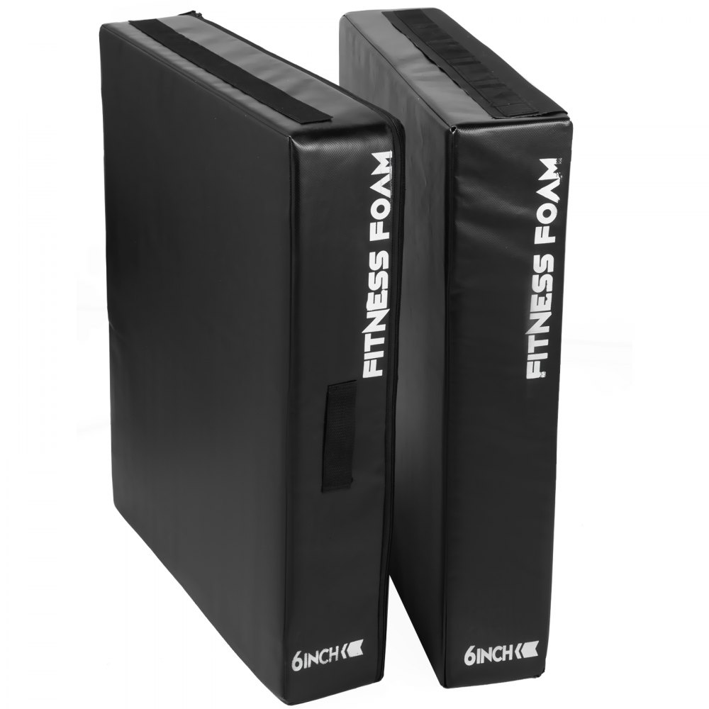 VEVOR Barbell Crash Cushion Pads 6 inch, Weightlifting Protector Falling Pads, Balanced Cushions, Black Cushioned Foam Mat,for Weightlifting Training，One Pair