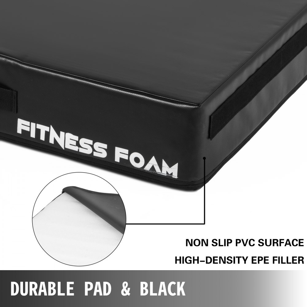 VEVOR Barbell Crash Cushion Pads 6 inch, Weightlifting Protector Falling Pads, Balanced Cushions, Black Cushioned Foam Mat,for Weightlifting Training，One Pair