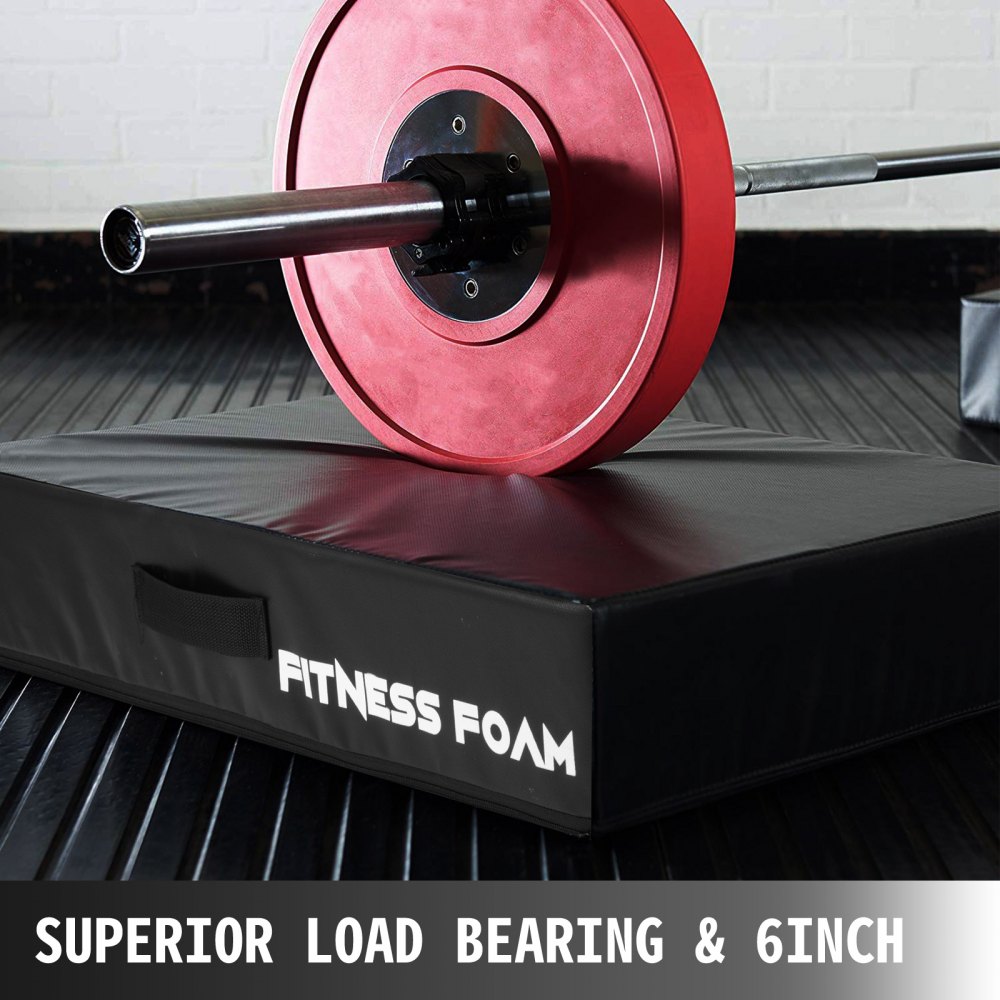 VEVOR Barbell Crash Cushion Pads 6 inch, Weightlifting Protector Falling Pads, Balanced Cushions, Black Cushioned Foam Mat,for Weightlifting Training，One Pair