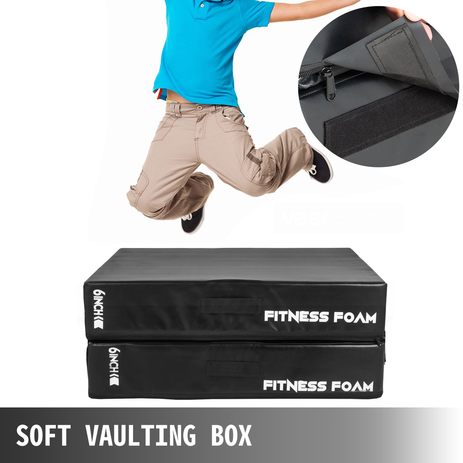 VEVOR Barbell Crash Cushion Pads 6 inch, Weightlifting Protector Falling Pads, Balanced Cushions, Black Cushioned Foam Mat,for Weightlifting Training，One Pair