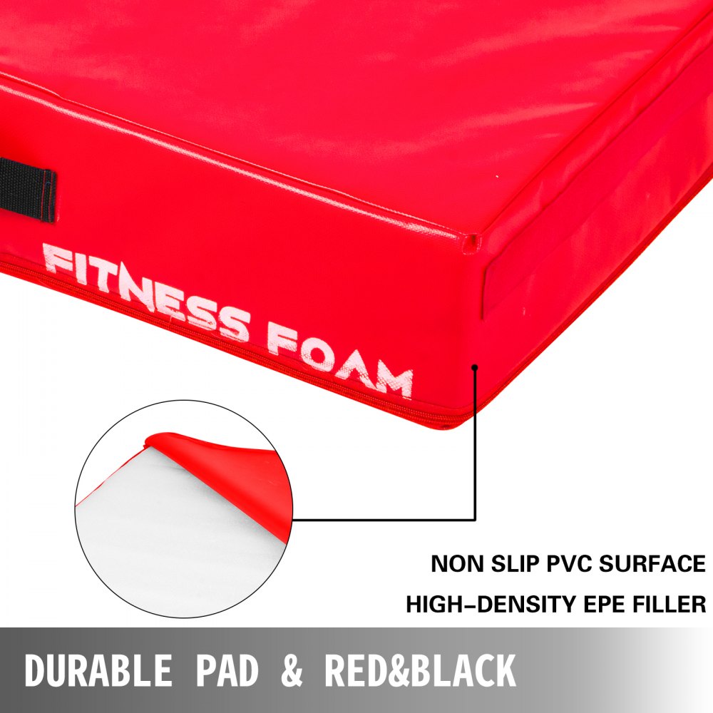 VEVOR Fitness Crash Pad,10 inch Barbell Crash Cushion Pads, Weightlifting Protector Falling Pads, Cushioned Foam Mat,for Olympic Weightlifting One Pair (Black & Red)