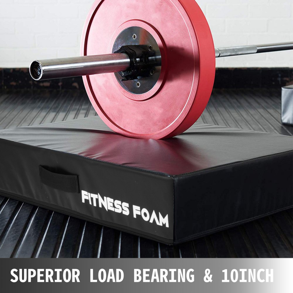 VEVOR Fitness Crash Pad,10 inch Barbell Crash Cushion Pads, Weightlifting Protector Falling Pads, Cushioned Foam Mat,for Olympic Weightlifting One Pair (Black & Red)