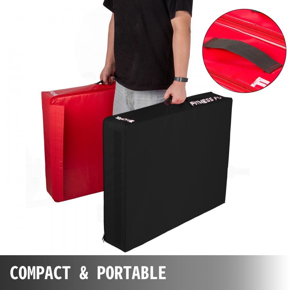 VEVOR Fitness Crash Pad,10 inch Barbell Crash Cushion Pads, Weightlifting Protector Falling Pads, Cushioned Foam Mat,for Olympic Weightlifting One Pair (Black & Red)