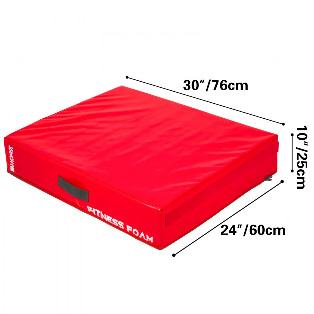 VEVOR Fitness Crash Pad,10 inch Barbell Crash Cushion Pads, Weightlifting Protector Falling Pads, Cushioned Foam Mat,for Olympic Weightlifting One Pair (Black & Red)
