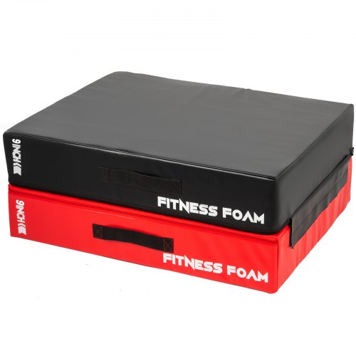 VEVOR Fitness Crash Pad, 9 pulgadas Barbell Crash Pads, protector de levantamiento de pesas, almohadillas de caída, alfombrilla de espuma acolchada, para levantamiento de pesas olímpico, un par (negro y rojo)