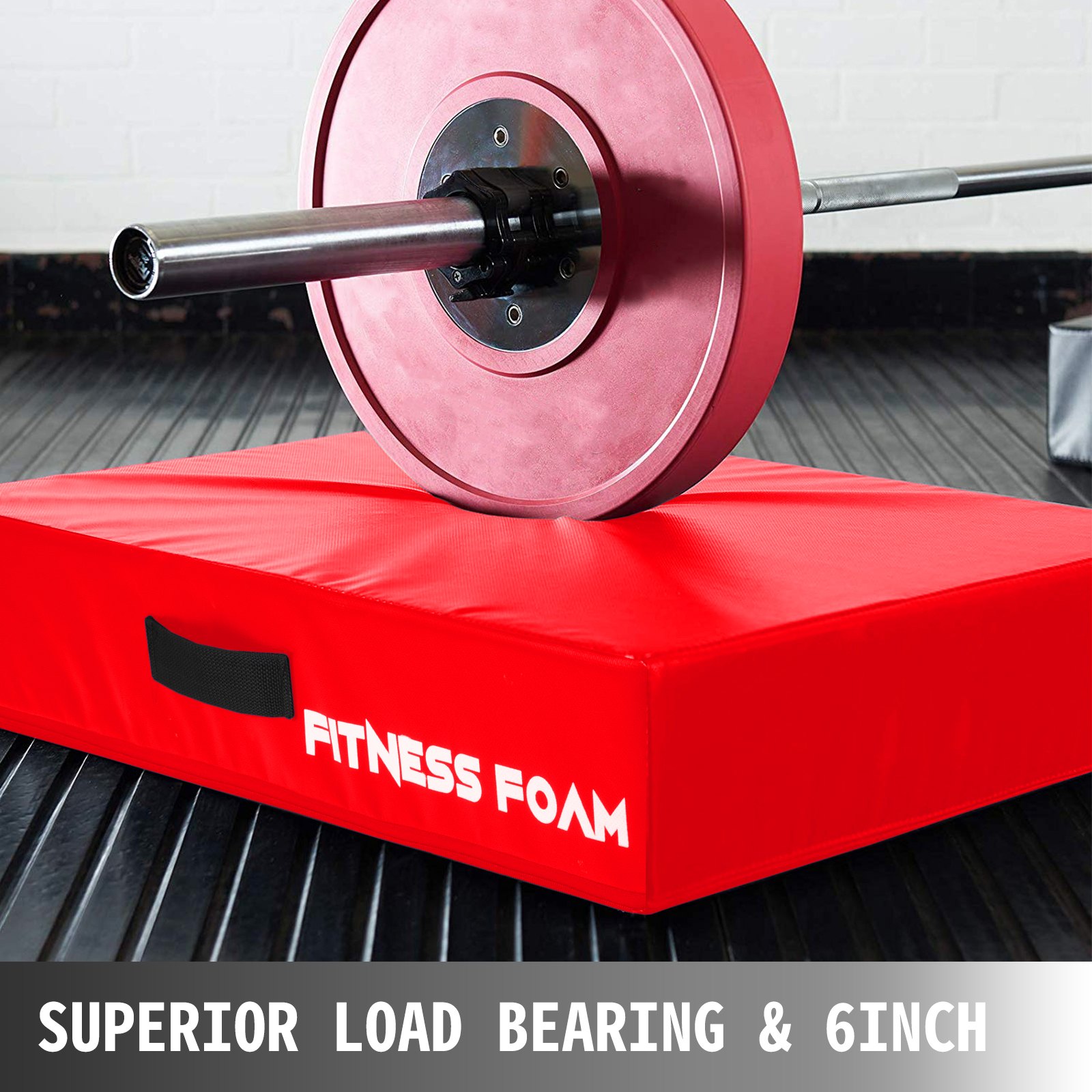 VEVOR 6 inch Barbell Crash Cushion Pads, Weightlifting Protector Falling Pads,Red Cushioned Foam Mat,for Olympic Weightlifting,One Pair